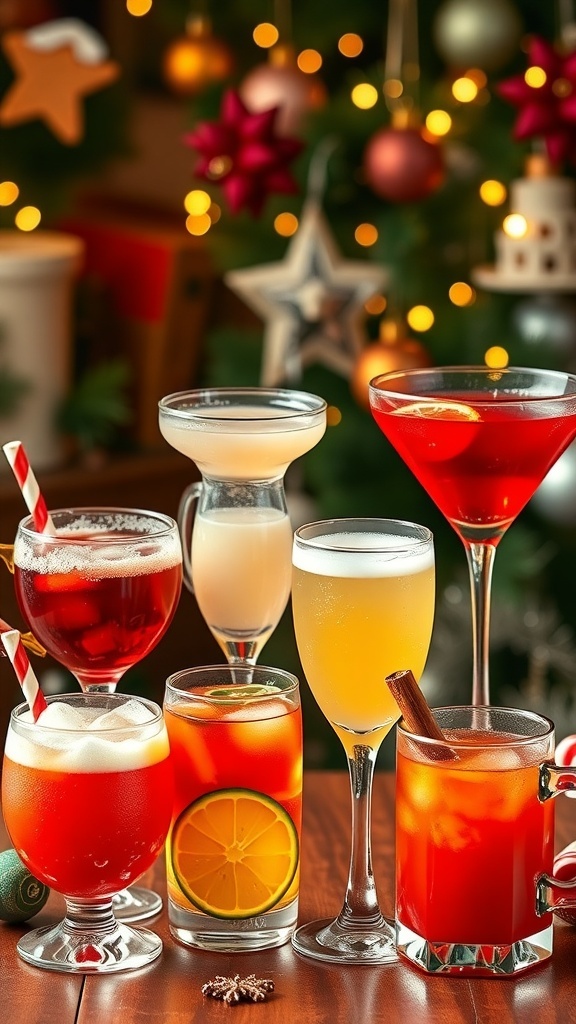 8 Festive Christmas Cocktails A collection of eight festive Christmas cocktails displayed with holiday decorations.
